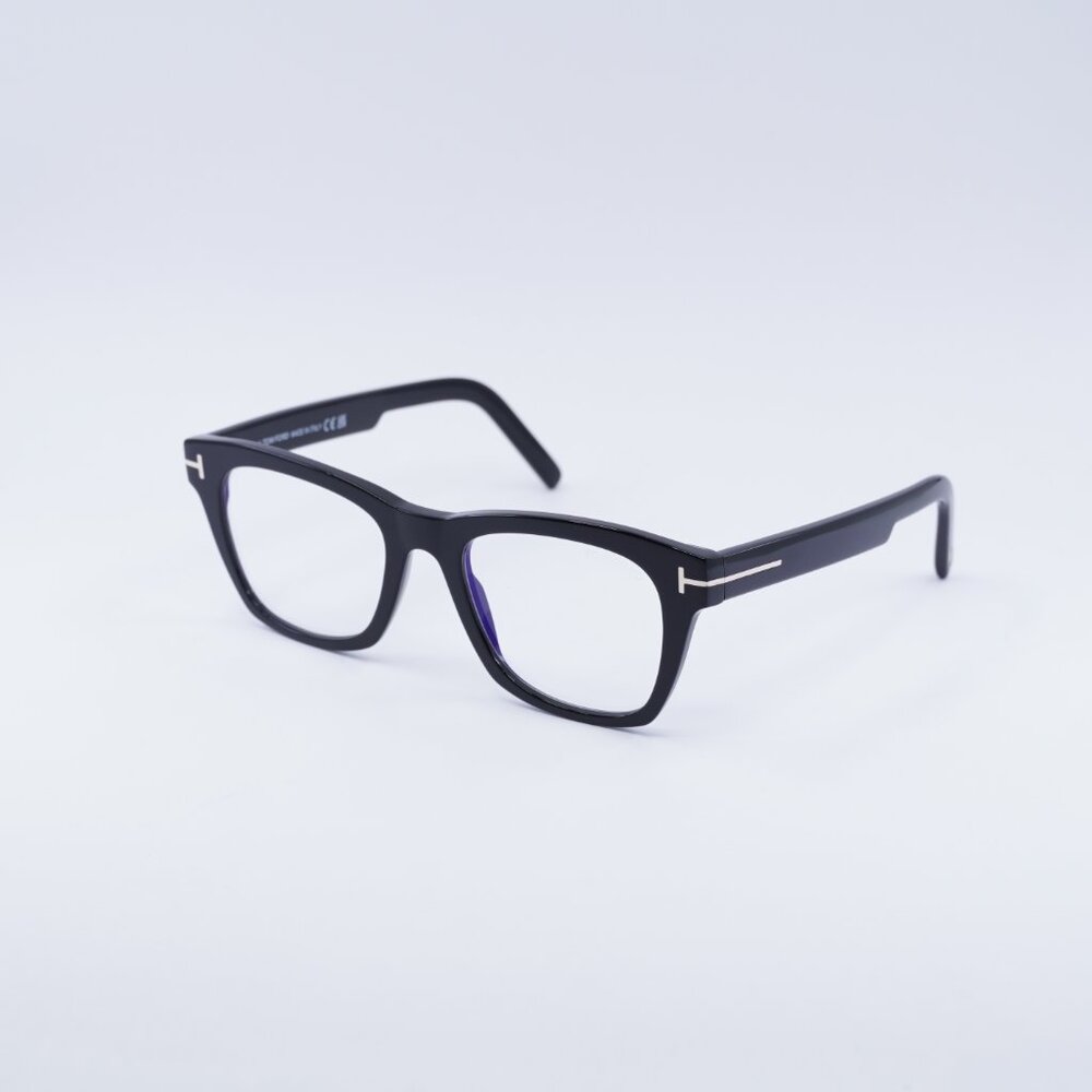Tom Ford FT5886-B 001 Eyeglasses Black 52mm Square Frame, Blue Light Block